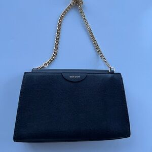 Matt & Nat Elegant Black Crossbody with Gold Chain